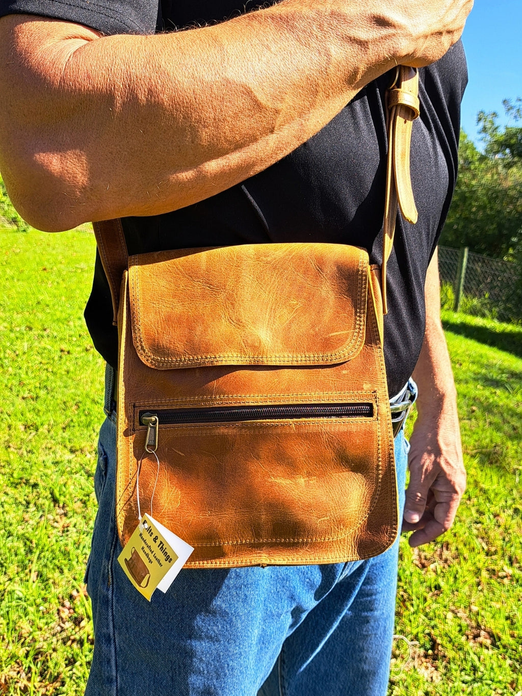 Tan Messenger Sling Bag (Small)