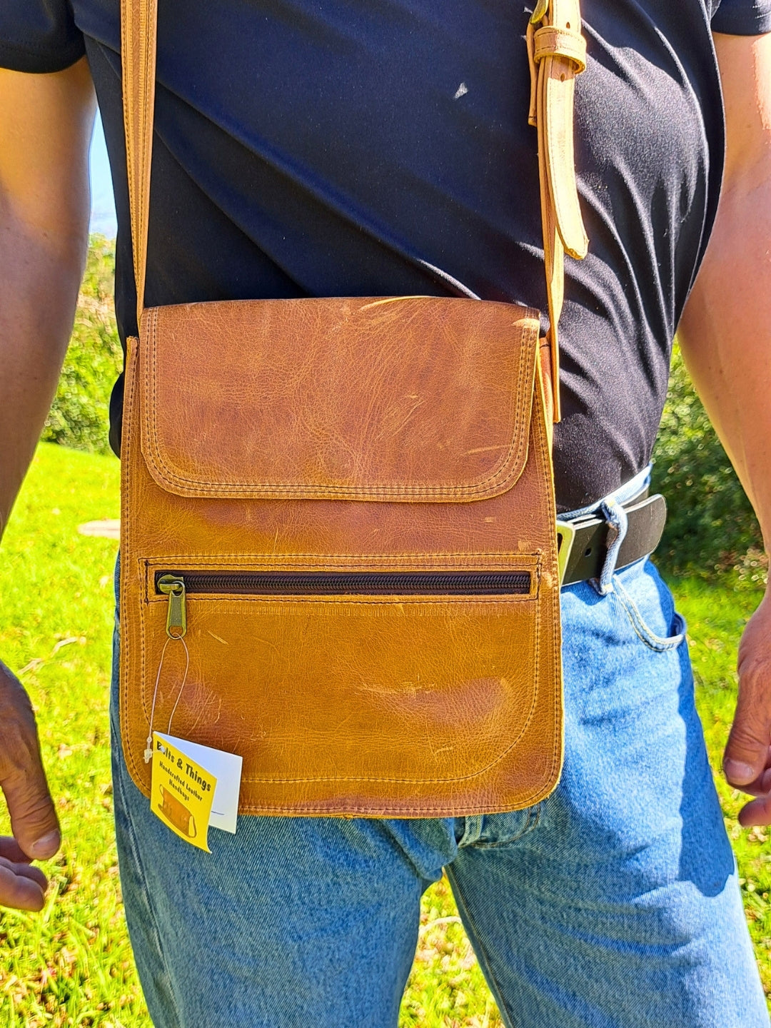Tan Messenger Sling Bag (Small)
