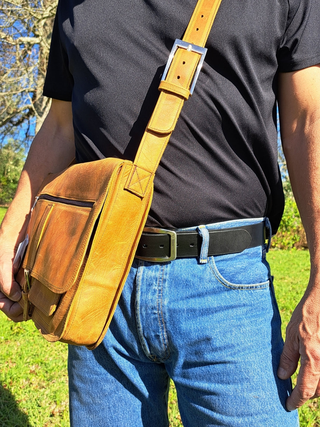 Ochre Multi-Pocket Laptop Sling Bag
