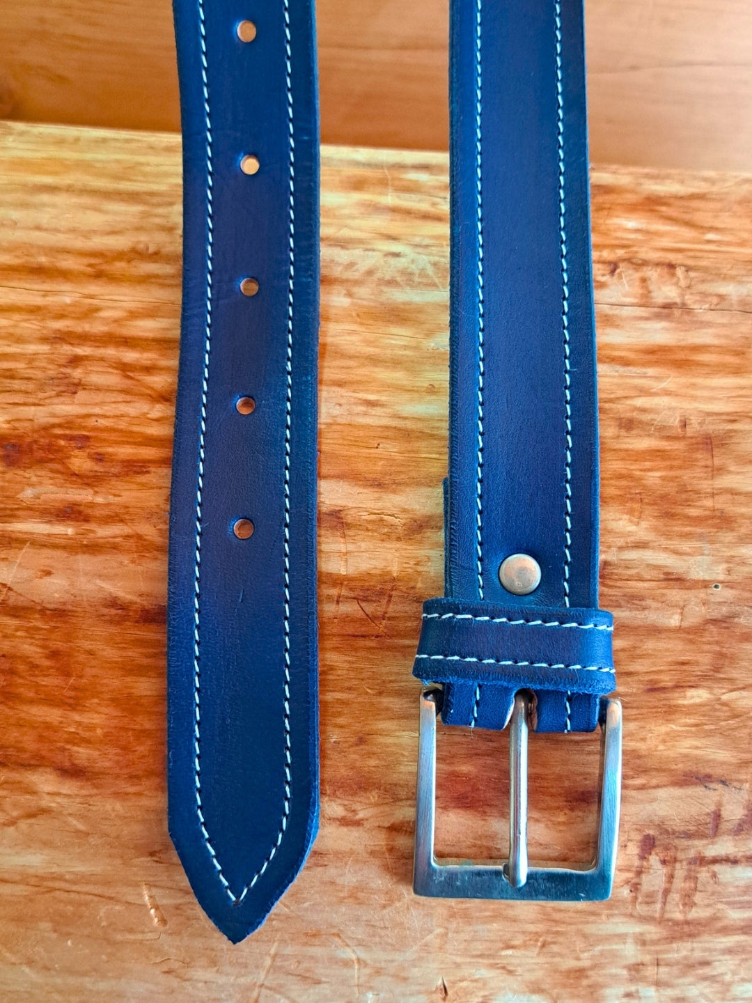 The Cobalt Leather Stitch Belt (35mm)