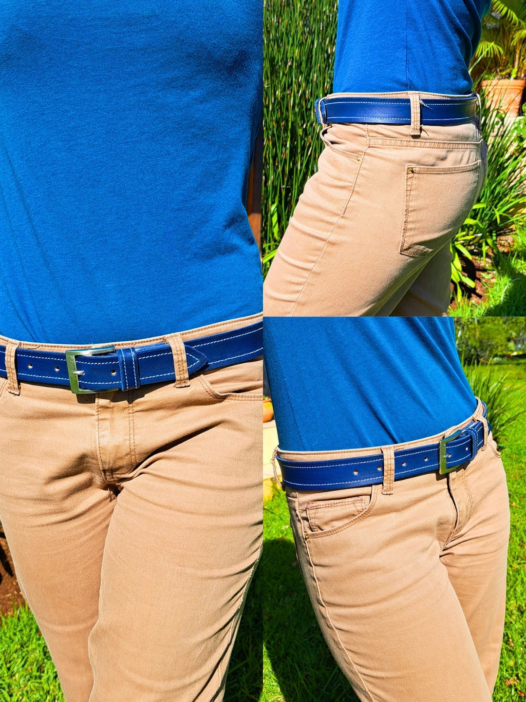 The Cobalt Leather Stitch Belt (35mm)