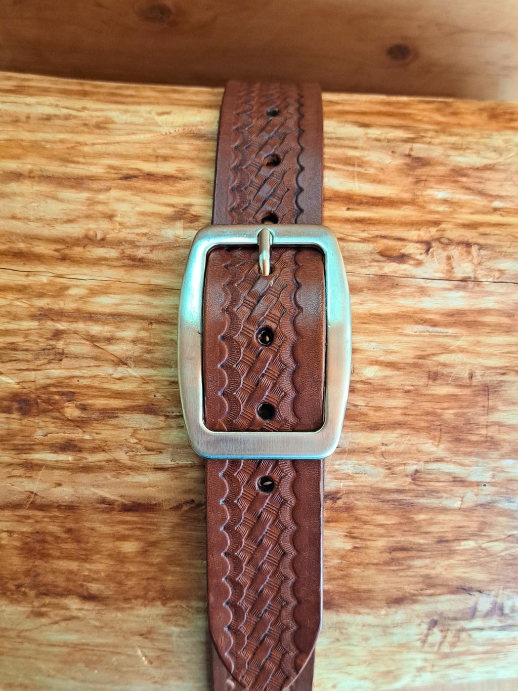Textured Basketweave Leather Belt (40mm)