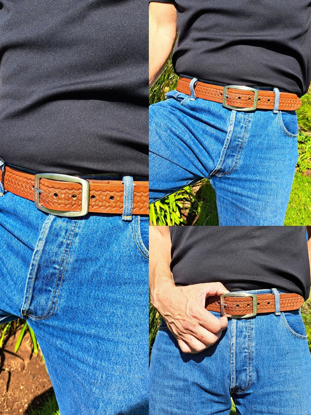 Textured Basketweave Leather Belt (40mm)