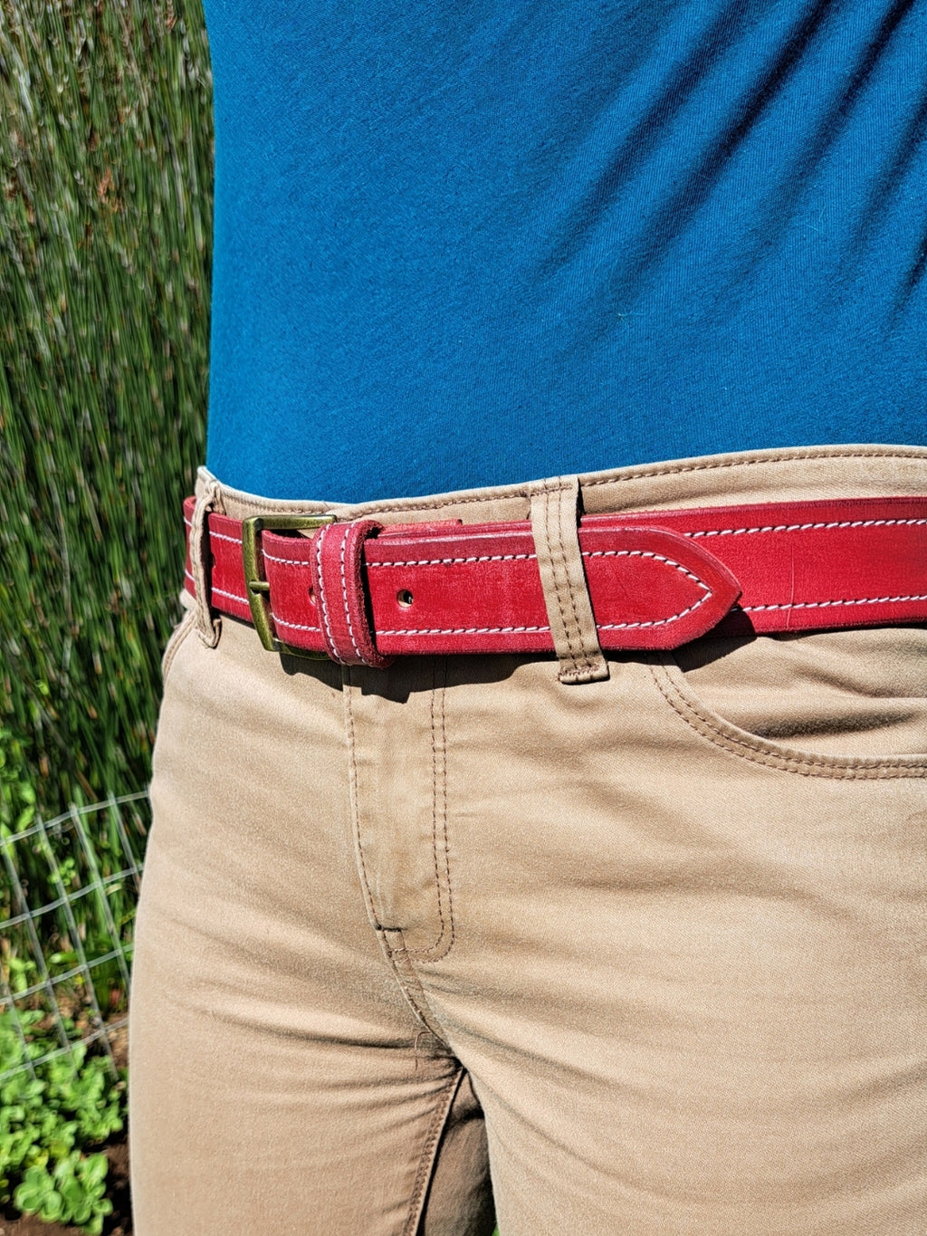 Oxblood Contrast Stitch Belt (40mm)