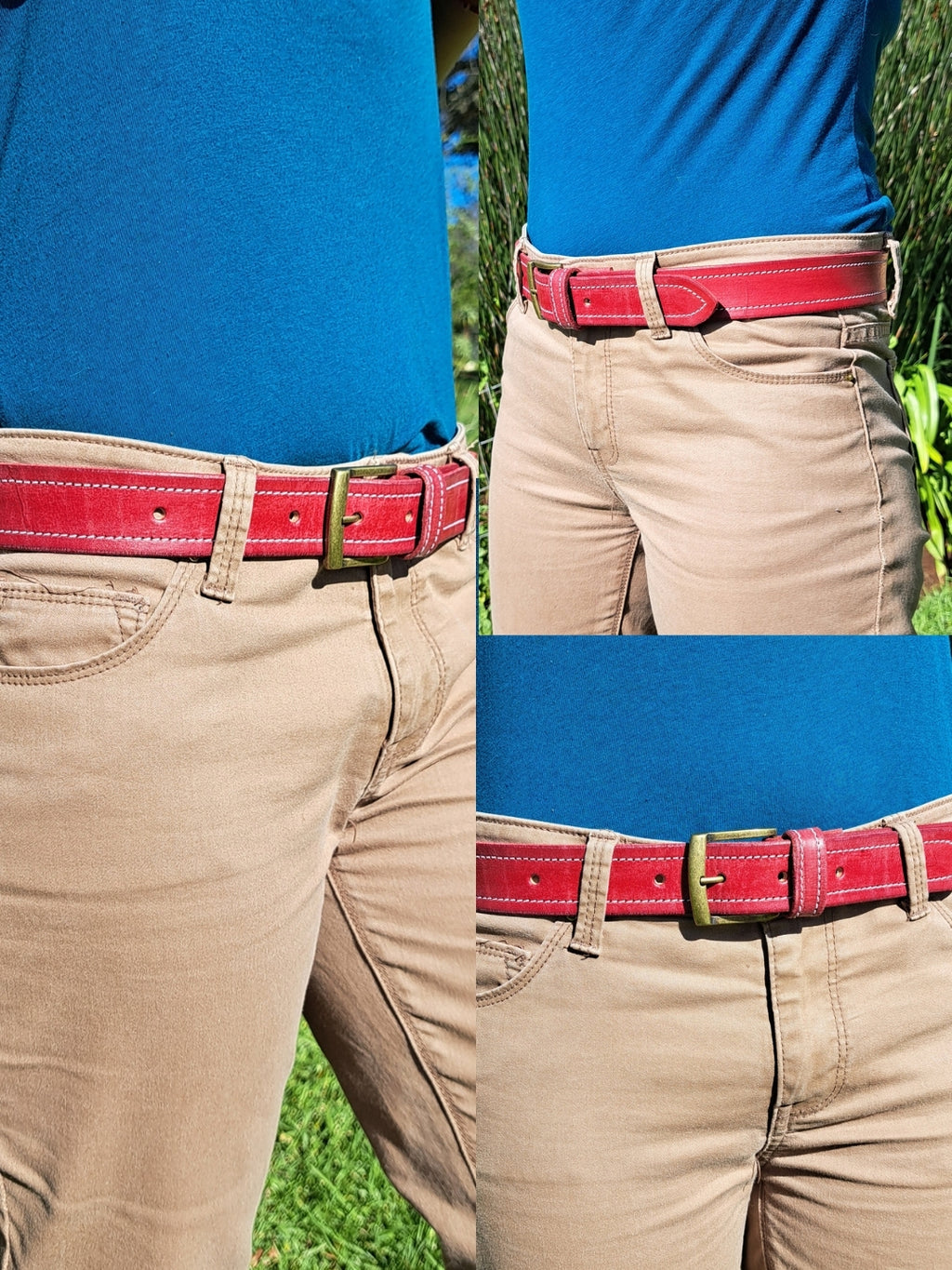 Oxblood Contrast Stitch Belt (40mm)