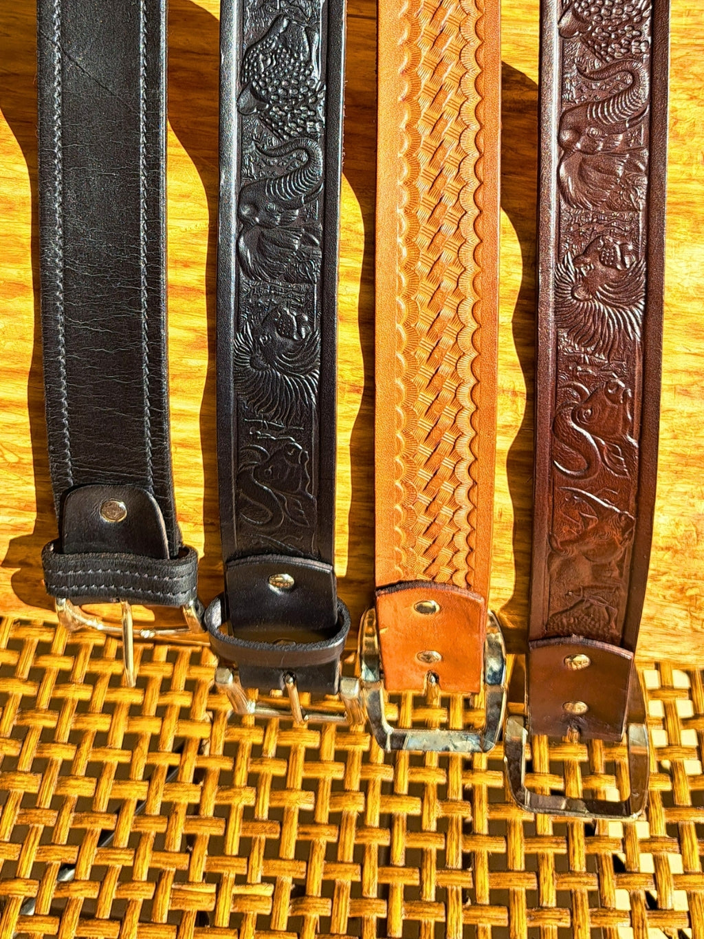 Brown Big Five Embossed Leather Belt (40mm)