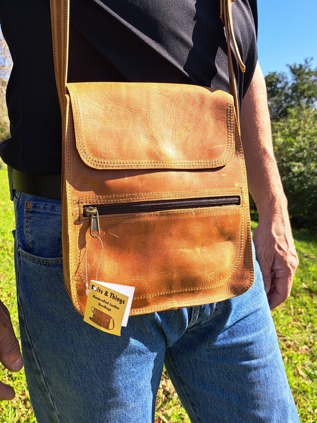 Tan Messenger Sling Bag (Small)